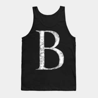 B in Roman White Marble Latin Alphabet Letter Sticker Tank Top